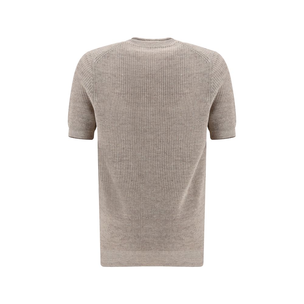 Brunello Cucinelli Taupe Linen Knit Top