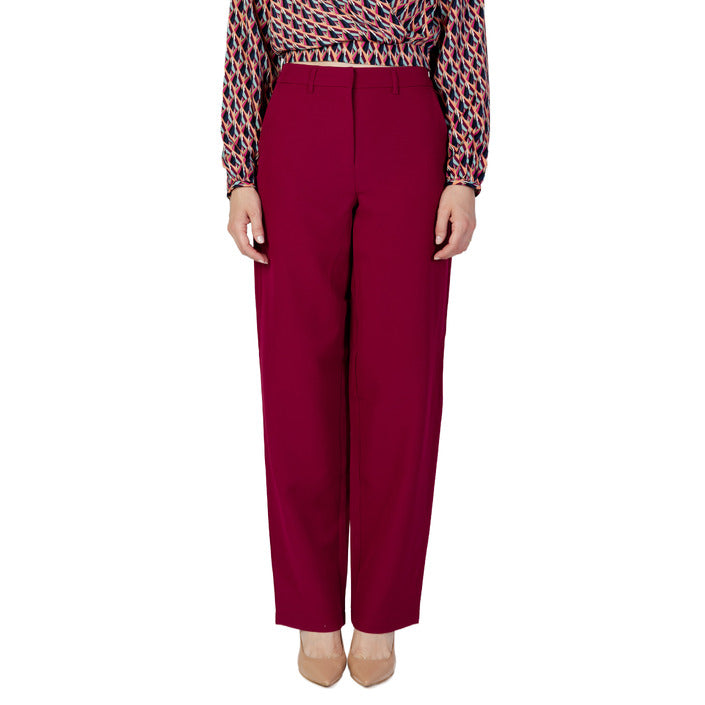 Vila Clothes Red Bordeaux Wide Leg Suit Pants