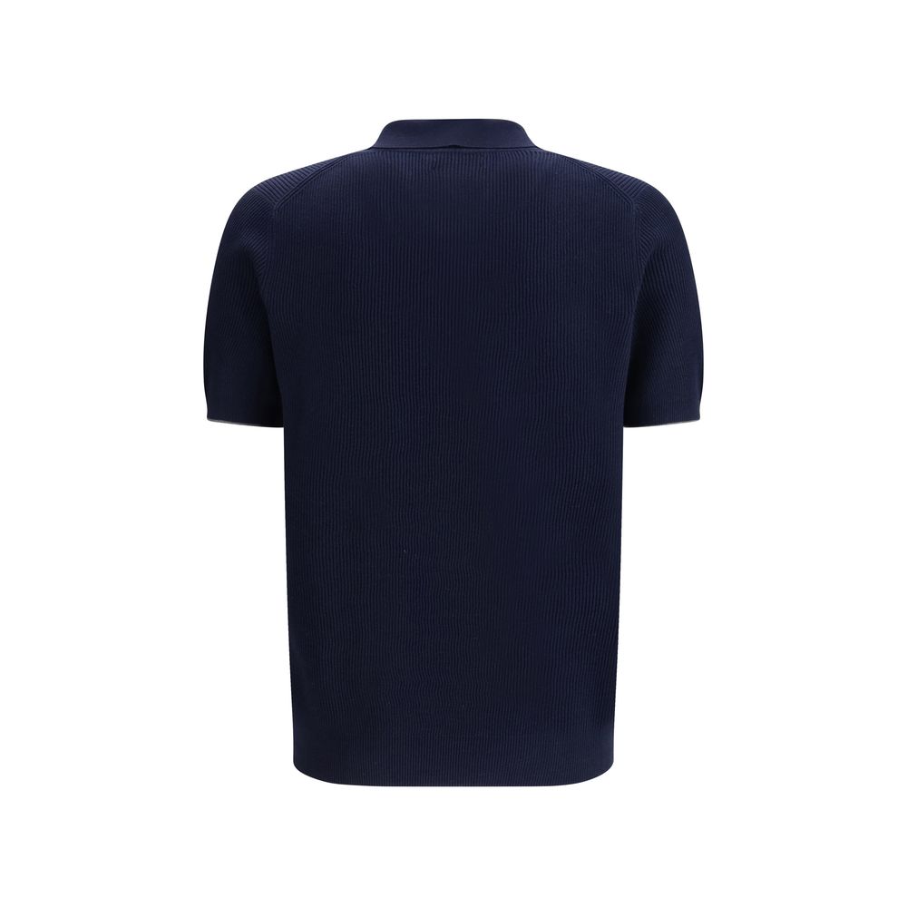 Brunello Cucinelli Deep Blue Knit Polo Shirt