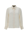 Fendi FF Jacquard Silk Blouse Shirt - Ivory