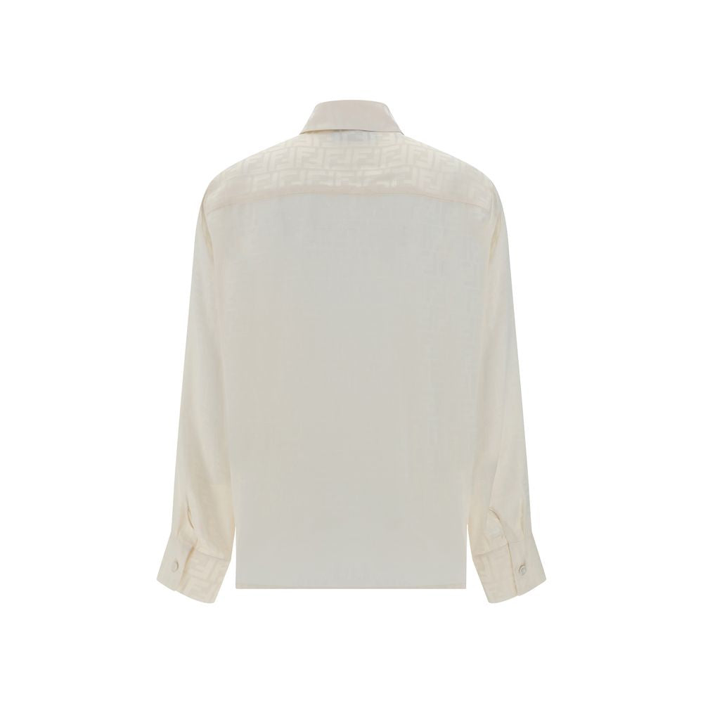 Fendi FF Jacquard Silk Blouse Shirt - Ivory