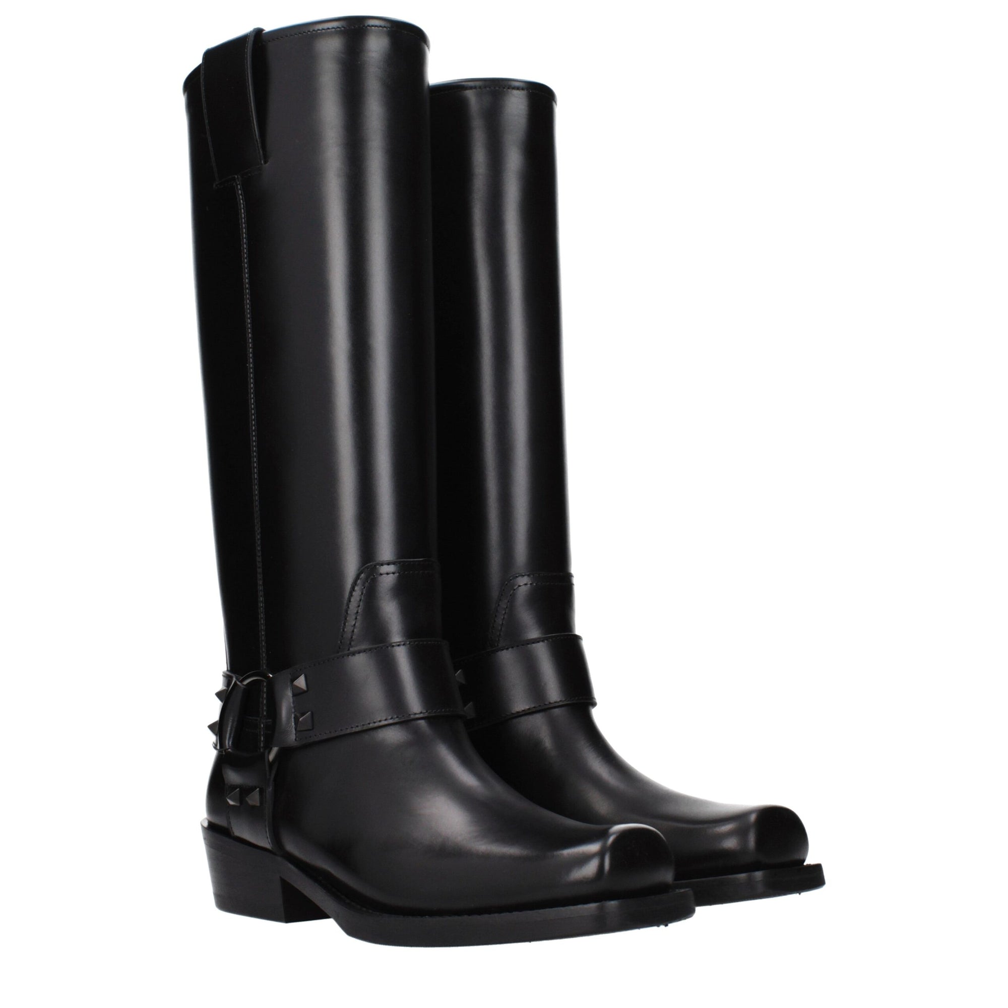 Valentino Garavani Leather Knee-High Boots - Black