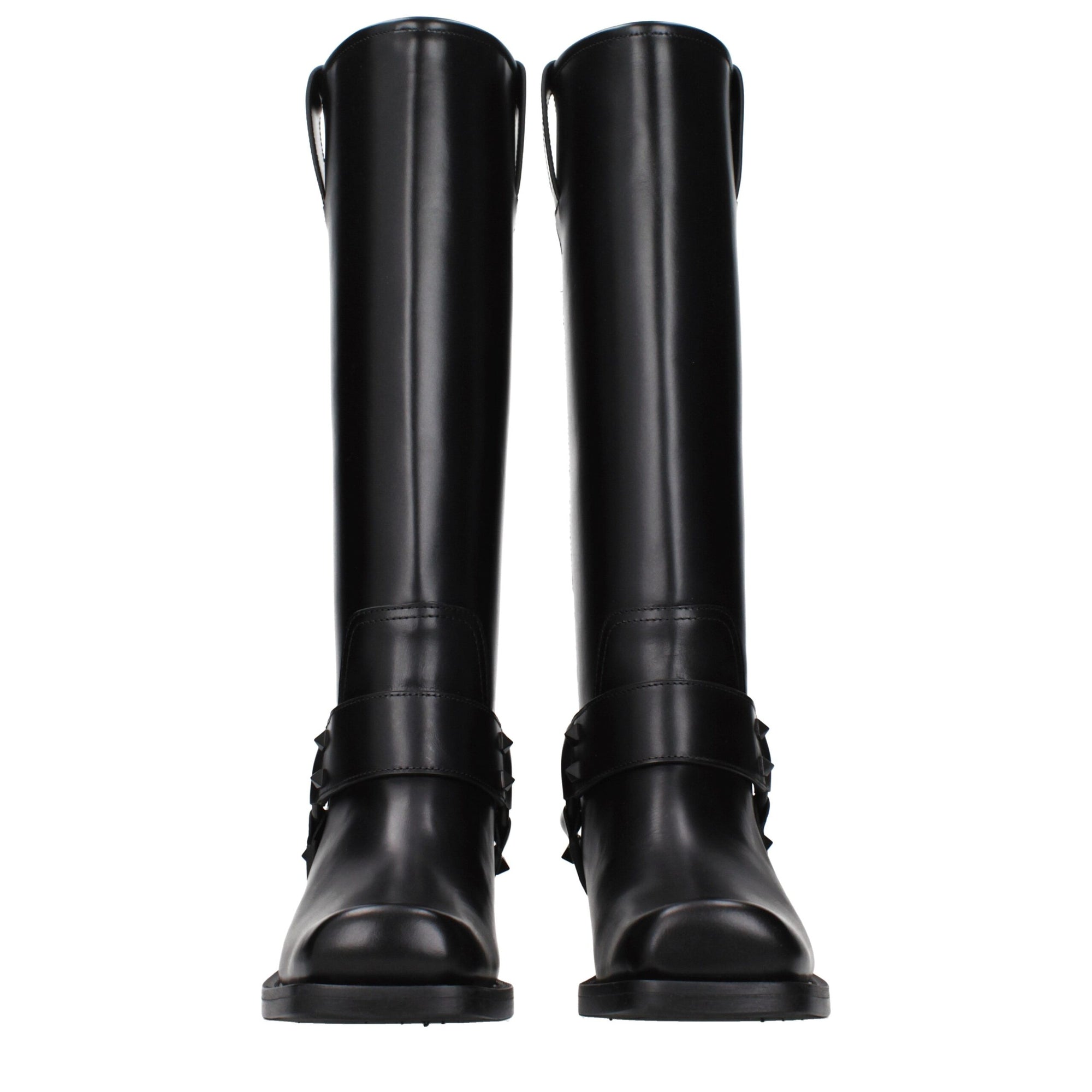 Valentino Garavani Leather Knee-High Boots - Black