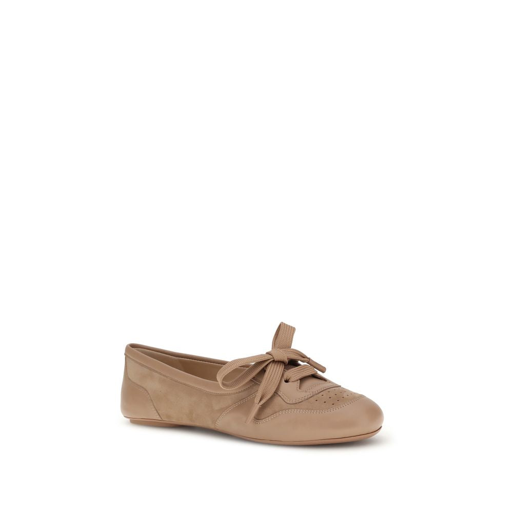 Gianvito Rossi Suede Leather Vault Ballet Flats - Light Brown