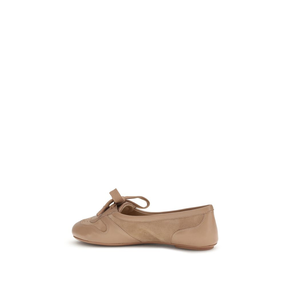 Gianvito Rossi Suede Leather Vault Ballet Flats - Light Brown
