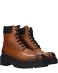 Prada Cognac Leather Combat Boots