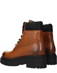 Prada Cognac Leather Combat Boots