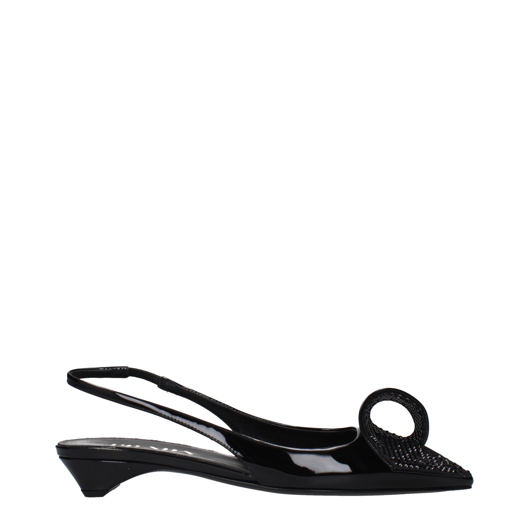 Prada Embellished Knot Black Leather Pumps