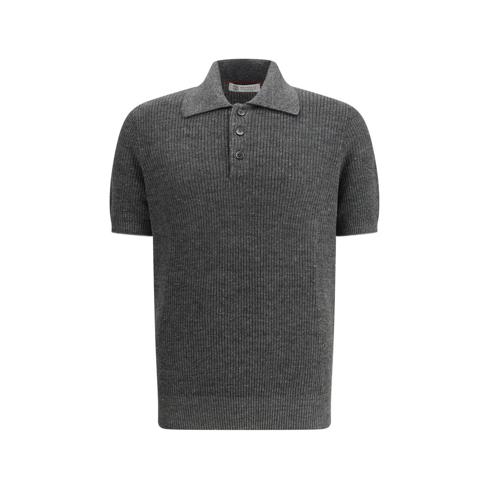 Brunello Cucinelli Gray/Grey Knit Polo Shirt