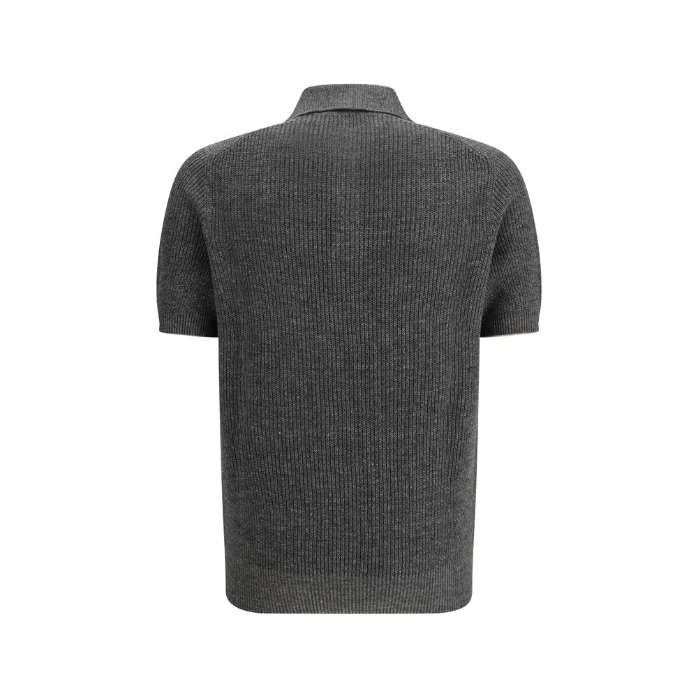Brunello Cucinelli Gray/Grey Knit Polo Shirt