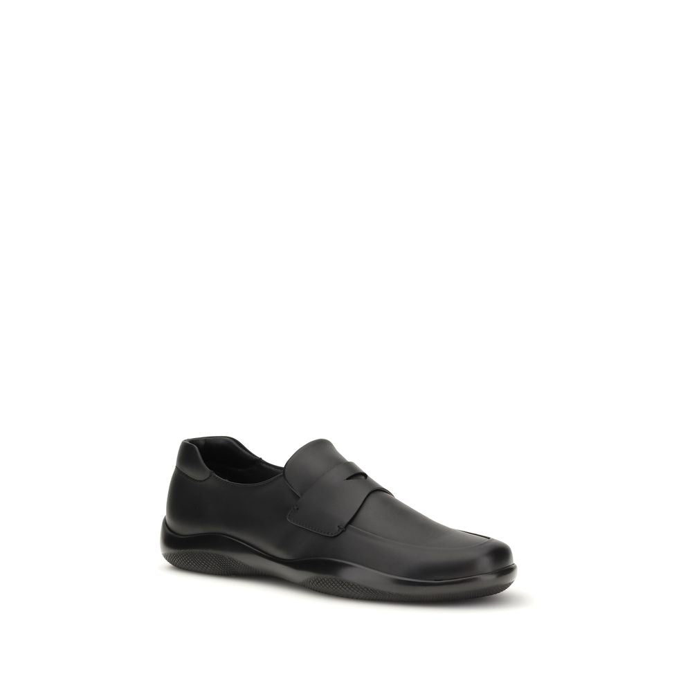 Prada Toblach Leather Loafers - Black