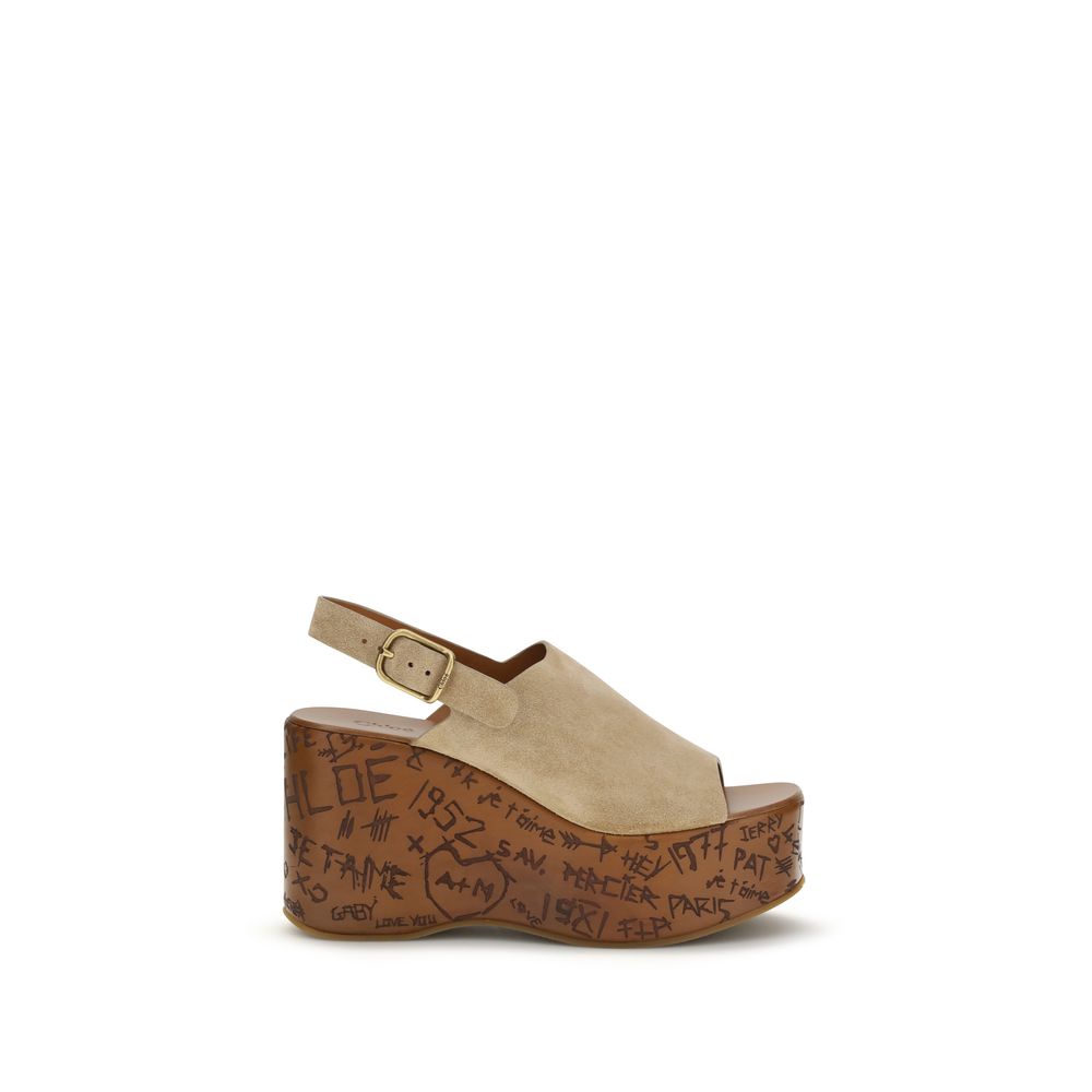 Chloé Maxime Wedge Leather Platform Sandals