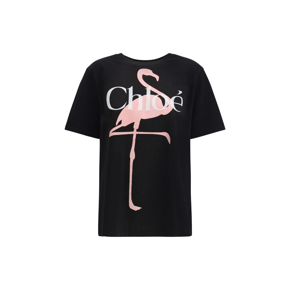 Chloé Pink Flamingo Black T-Shirt
