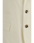 Brunello Cucinelli Porcelain White/Cream Wool-Casmhere Longline Blazer
