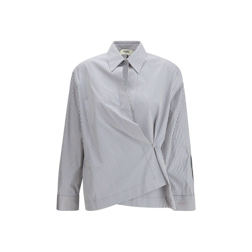 Fendi Striped Asymmetric Shirt - Light Gray/Grey