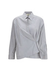 Fendi Striped Asymmetric Shirt - Light Gray/Grey