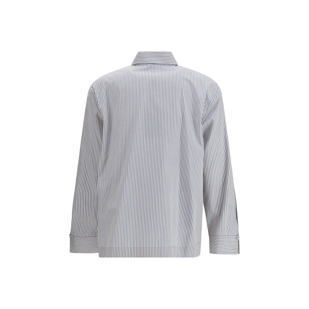 Fendi Striped Asymmetric Shirt - Light Gray/Grey