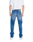 Replay Logo Distressed Ripped Light Wash Regular Fit Jeans