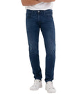 Replay Logo Medium Blue Washed Slim Fit Jeans