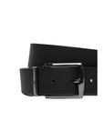 Tommy Hilfiger Logo Genuine Leather Square Buckle Black Belt