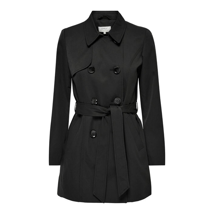 Only Minimalist Lightweight Double-Breasted Longline Coat - black