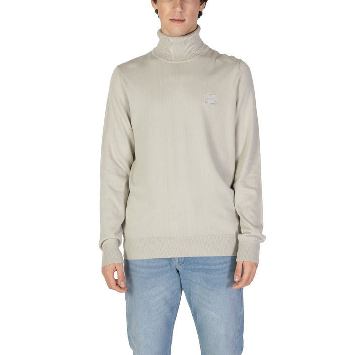 Boss Logo Cotton-Cashmere Turtleneck Sweater