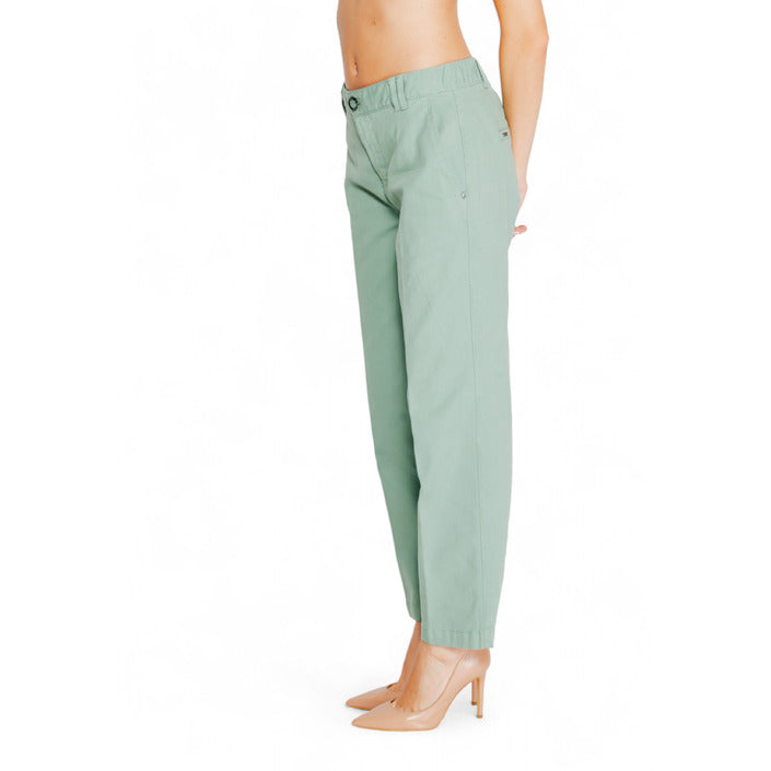 Street One Turquoise Green Straight Leg Ankle Cut Pants Cotton-Rich 