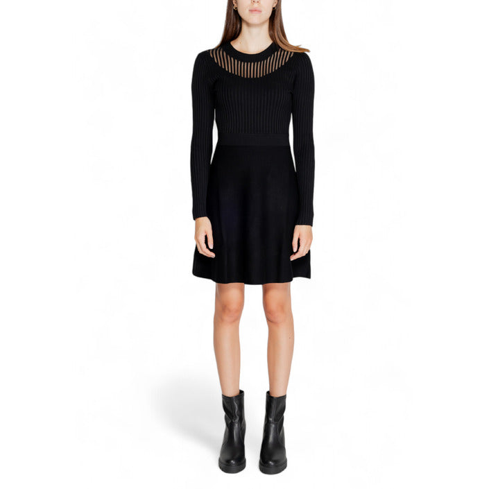 Morgan De Toi Long Sleeve Black A-Line Winter Mini Dress