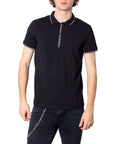 Armani Exchange Logo Pure Cotton Polo Shirt - black