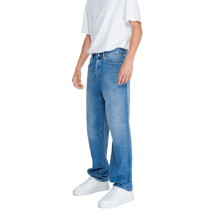 Replay Logo Regular Fit Baggy Jeans Light Wash