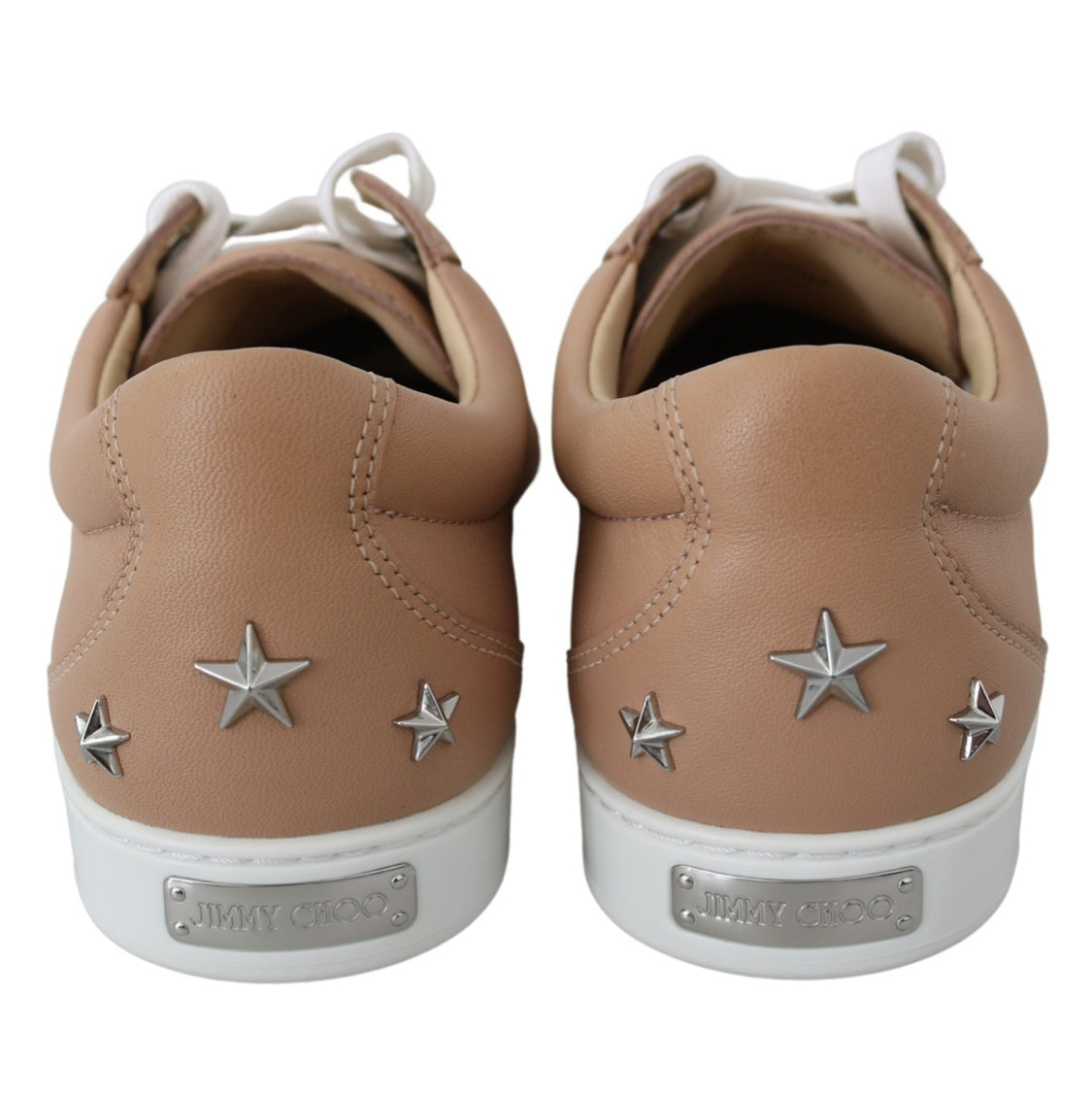 Jimmy Choo Powder Pink Leather Low Top Lace-Up Sneakers