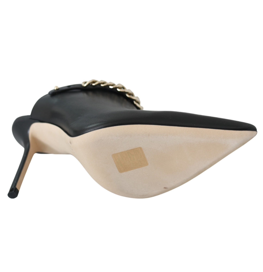 Jimmy Choo Gold Chain Black Leather Stiletto Pumps