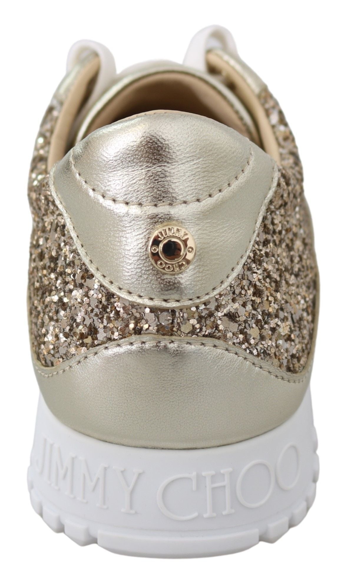 Jimmy Choo Monza Osao Gold Glitter Leather Low Top Sneakers