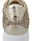 Jimmy Choo Monza Osao Gold Glitter Leather Low Top Sneakers