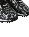 Jimmy Choo Logo Monza Black & Silver Leather Sneakers
