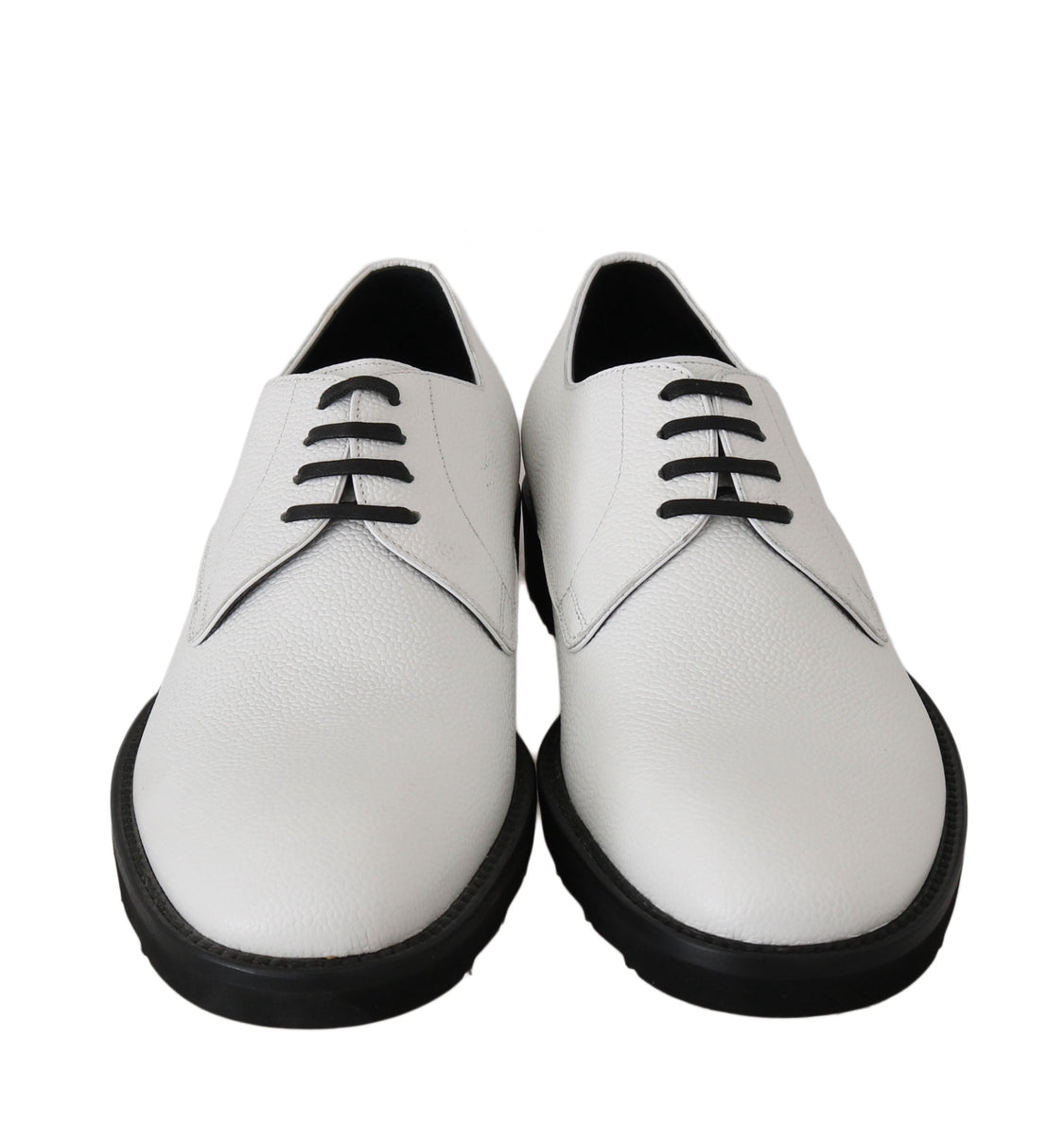 Dolce & Gabbana White Leather Derby Dress Shoes