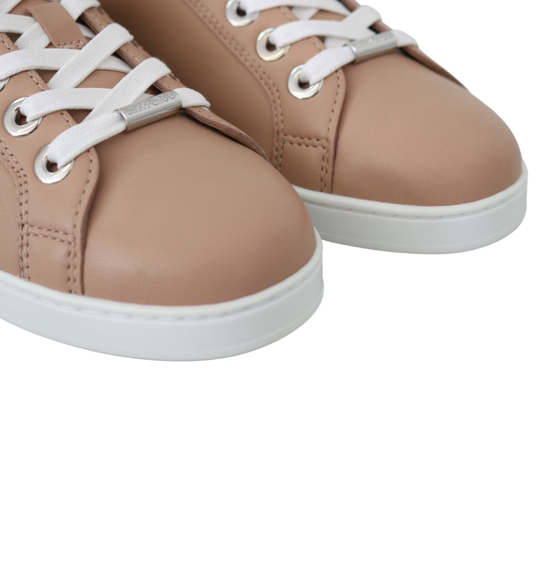 Jimmy Choo Powder Pink Leather Low Top Lace-Up Sneakers