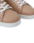 Jimmy Choo Powder Pink Leather Low Top Lace-Up Sneakers