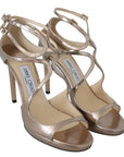 Jimmy Choo Peep Toe  Leather Heeled Sandals