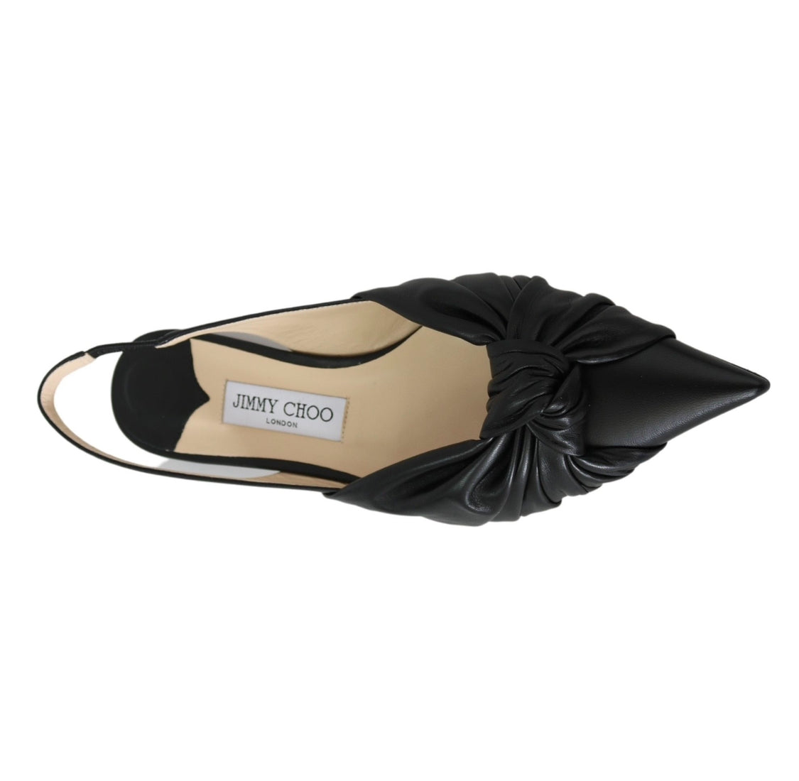 Jimmy Choo Black Pointed Toe Leather Pump Flats