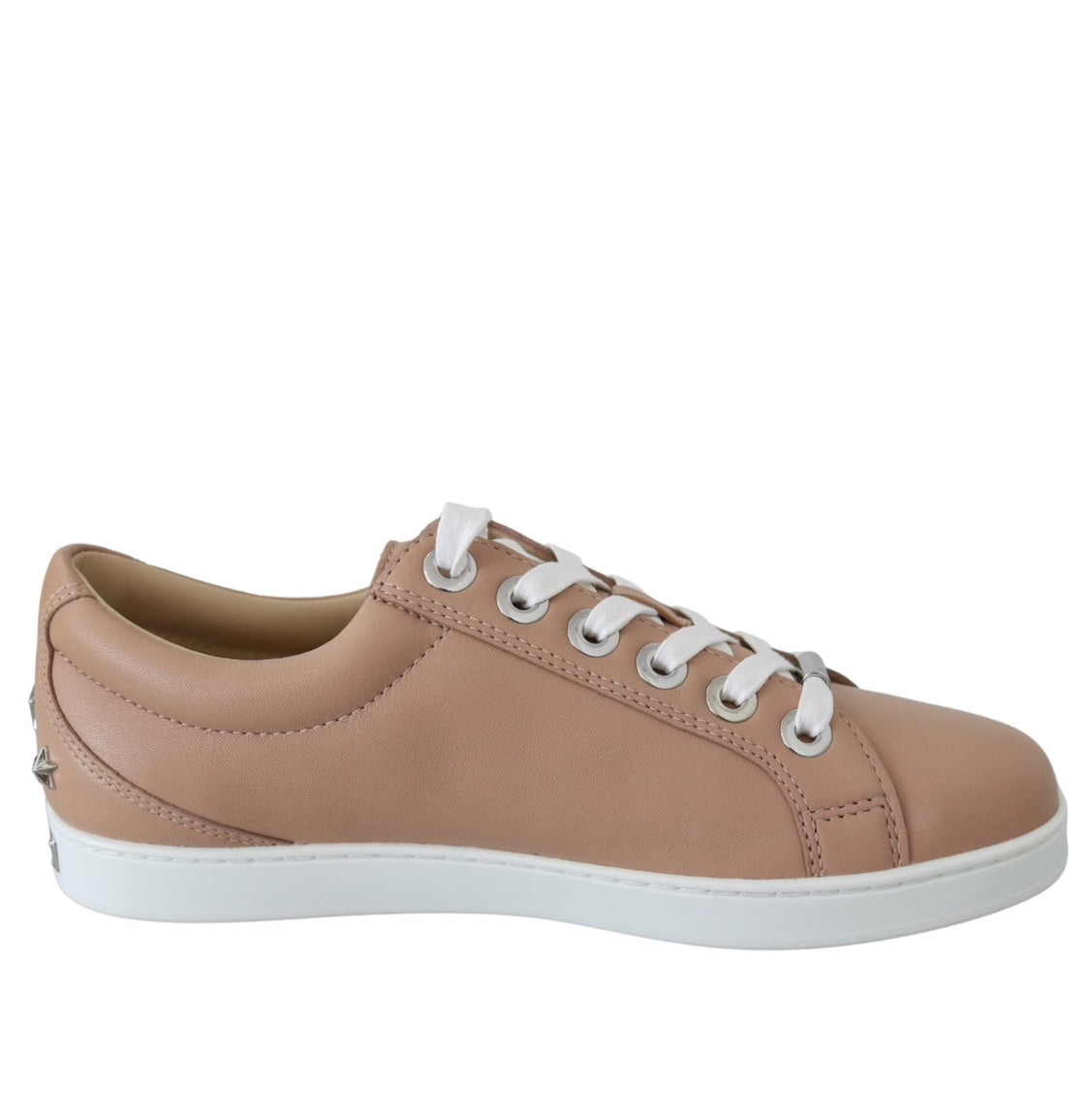 Jimmy Choo Powder Pink Leather Low Top Lace-Up Sneakers