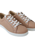 Jimmy Choo Powder Pink Leather Low Top Lace-Up Sneakers