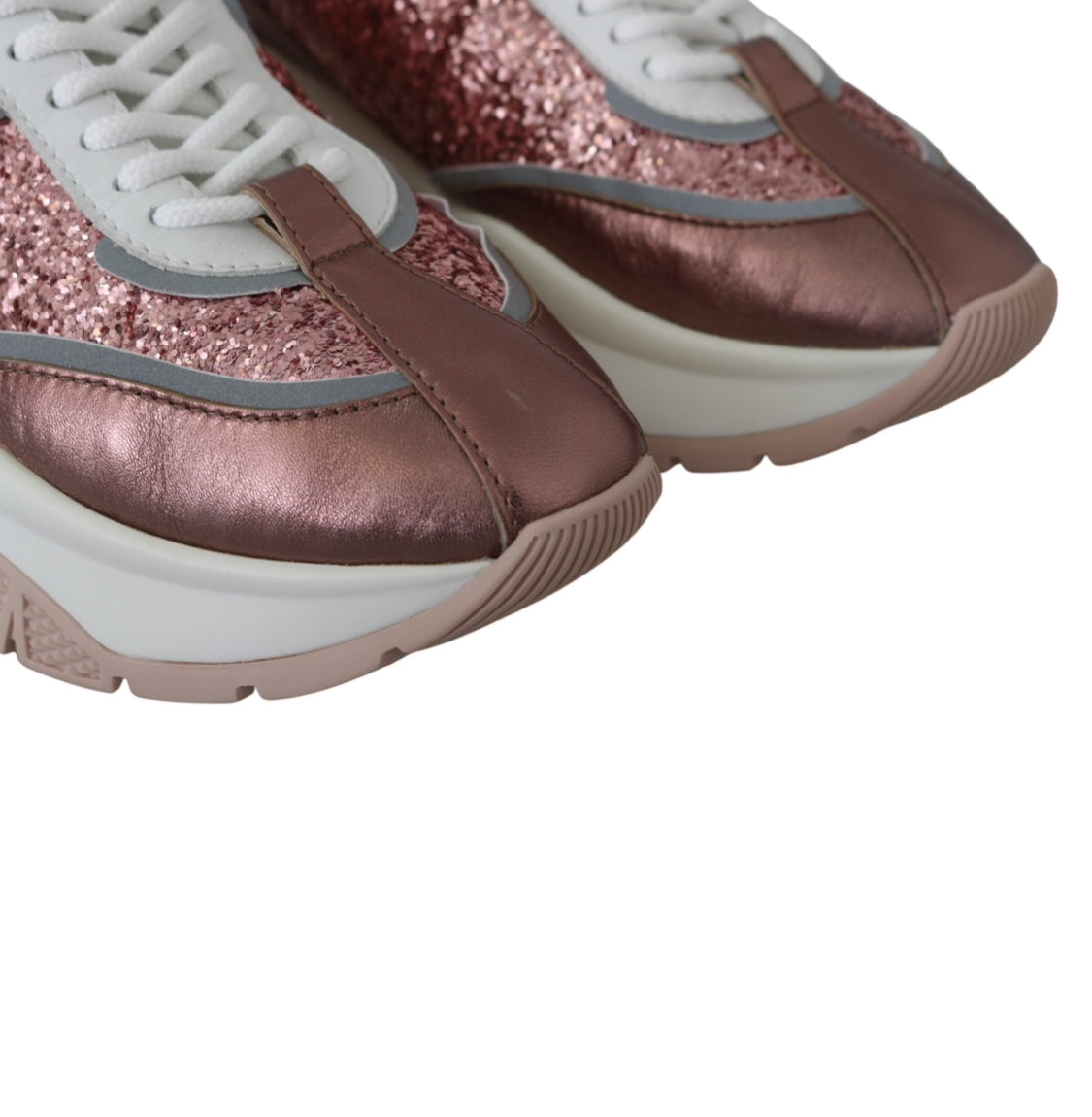 Jimmy Choo Glitter Leather Lace-Up Low Top Sneaker