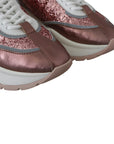 Jimmy Choo Glitter Leather Lace-Up Low Top Sneaker