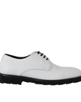Dolce & Gabbana White Leather Derby Dress Shoes