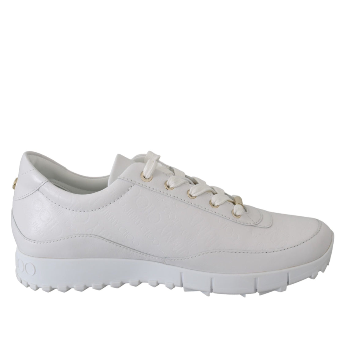 Jimmy Choo All White Monza Olel Leather Sneakers