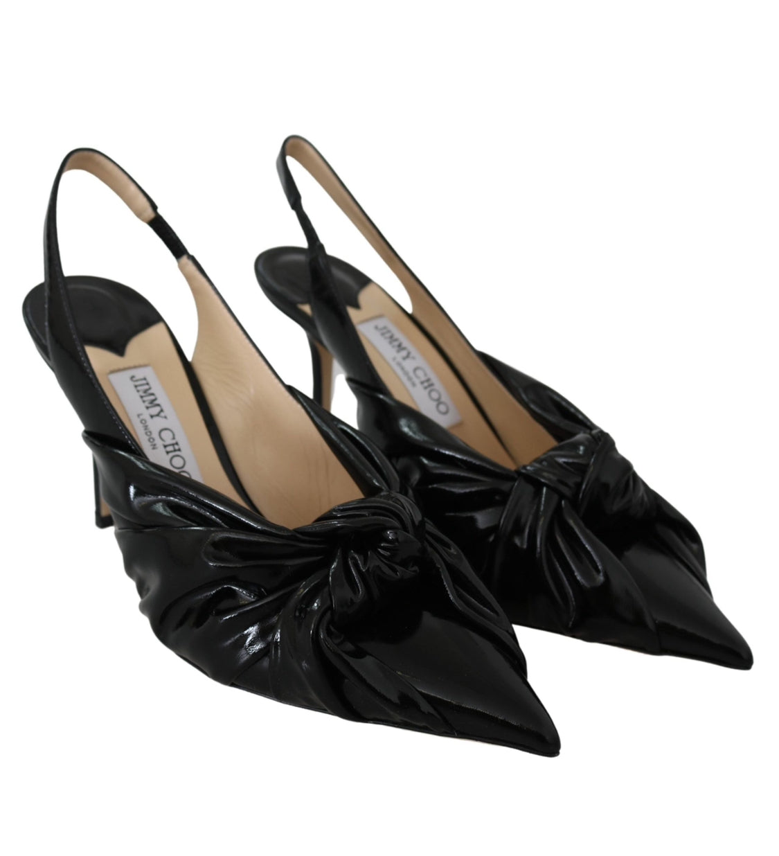 Jimmy Choo Black Leather Annabell 85 Slingback Pumps