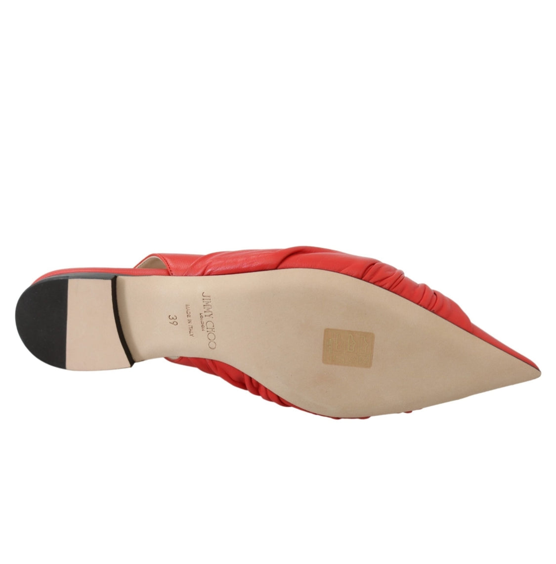 Jimmy Choo Chic Red Pointed Toe Leather Pump Flats