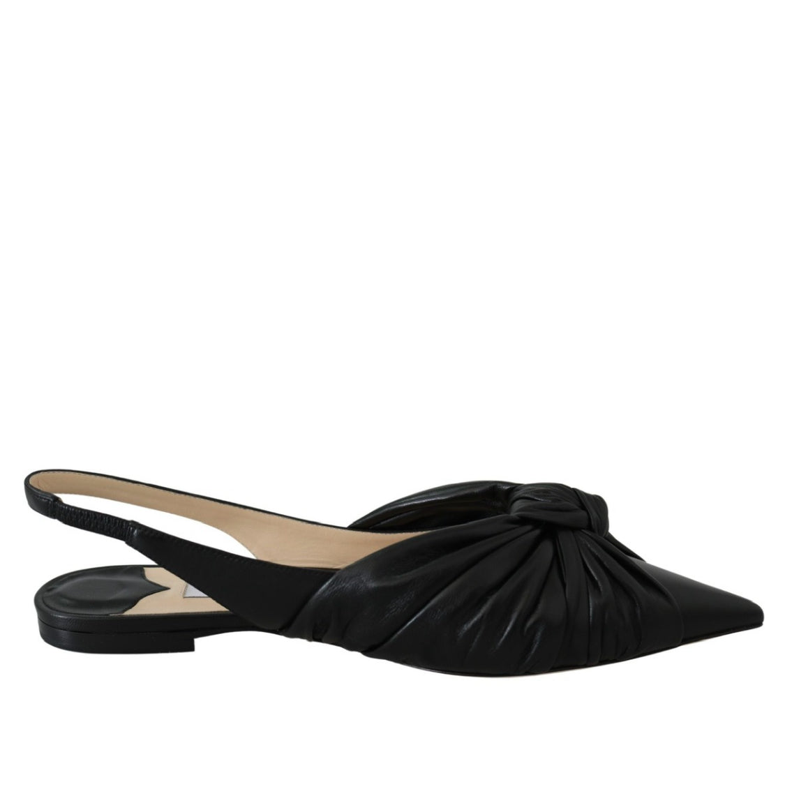 Jimmy Choo Black Pointed Toe Leather Pump Flats