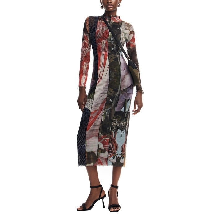 Desigual Abstract Art Long Sleeve Midi Dress